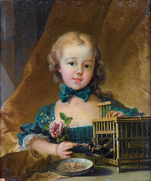 Francois Boucher Playing with a Goldfinch